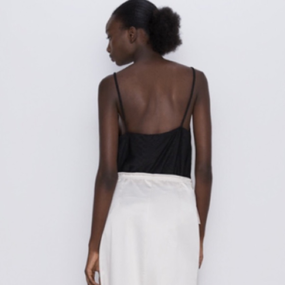 Zara Black Eyelet Textured Lace Detail Camisole Size M - Picture 6 of 11